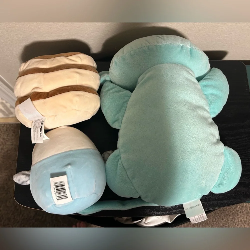 Cute Plush Toy Set - blue stuffy, Rayen & a bird/ chick Squishmallow